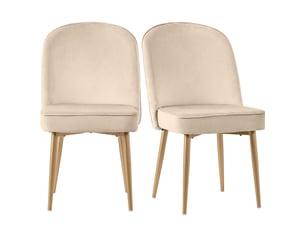 2 chaises de salle à manger 50x44x89 cm dossier incurvé, mdf, métal, beige