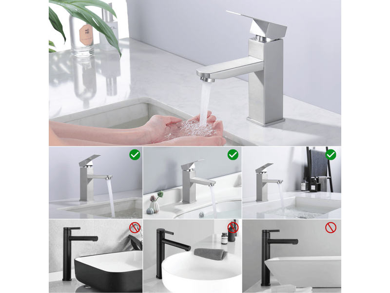 Robinet de salle de bain noir, mitigeur de lavabo en laiton, mitigeur de baignoire avec tuyaux d'eau chaude et froide - Conforama E