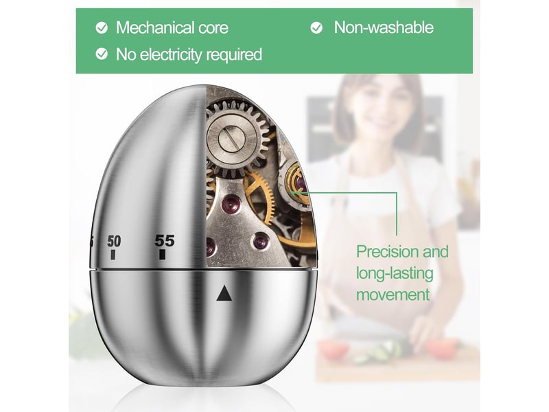  Minuteur à œufs inoxydable,alarme rotative mécanique, timer cuisine de 60 minutes, pour la cuisine cuisson pâtisserie sport No Commercial reference - Conforama C