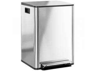 Poubelle à pédale 2 bacs 2x20l en acier inoxydable argenté 41,8x36,7x58 cm