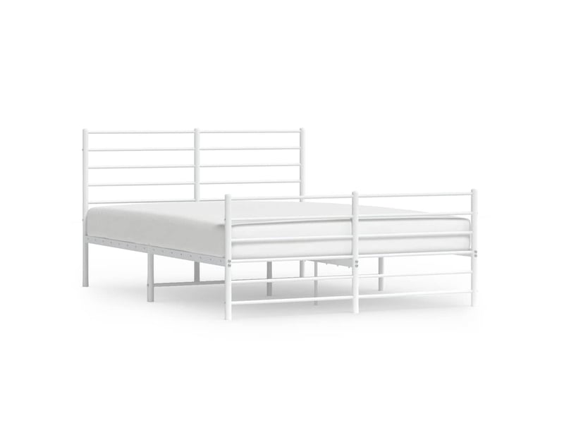  Lit double- lit adulte -  cadre de lit métal sans matelas et pied de lit blanc 135x190 cm  - Conforama A