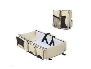 Sac à langer 3 en 1 avec matelas et sangles pour poussette – beige, portable bébé