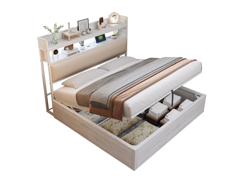  Lit coffre 180x200cm coloris blanc lit adulte blanc - Conforama A
