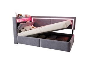 Lit coffre 90x200 cm <strong>OKWISH</strong> <strong></strong> coloris gris