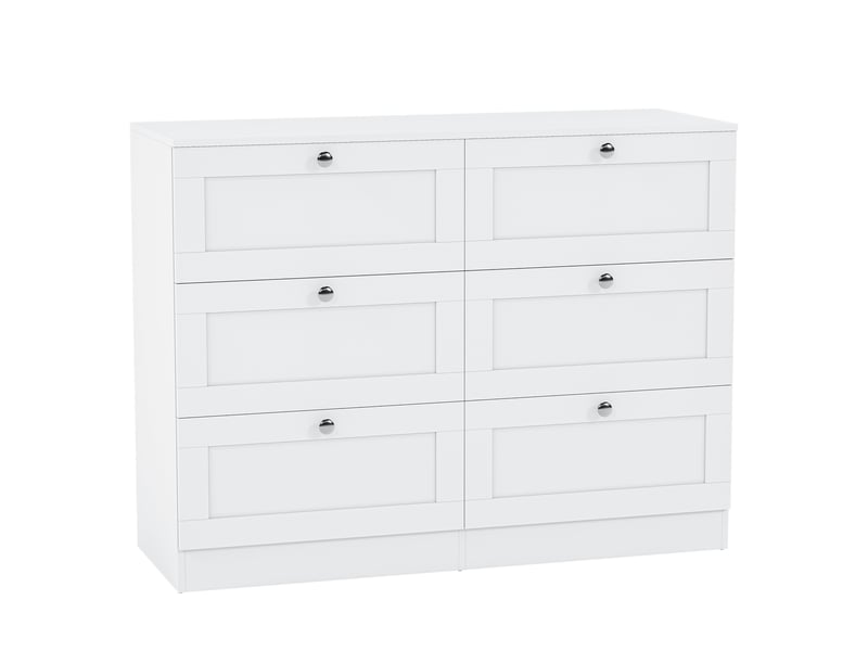 Commode altino 6 tiroirs, chambre, rangement vêtements, meuble, 76,5x100x36cm, blanc 3332187 - Conforama A