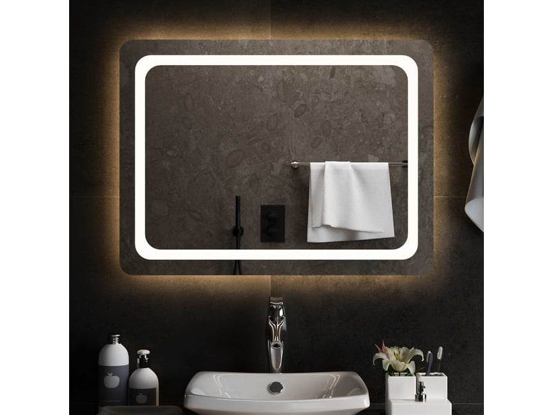 Miroir de salle de bain, miroir de toilette led transparent 80 x 60 cm verre trempé cf62619  - Conforama C