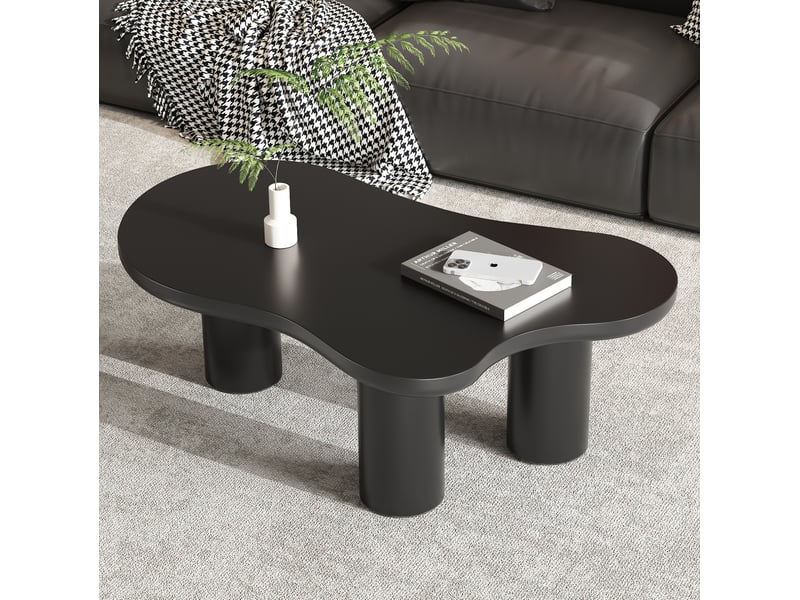  Table basse ulevr forme nuage irrégulière 107 x 66 x 40,5 cm, plateau mdf et pieds pvc noirs  - Conforama E