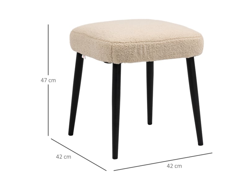  Repose-pied carré 42x42x47 cm avec pieds en métal, beige  - Conforama D