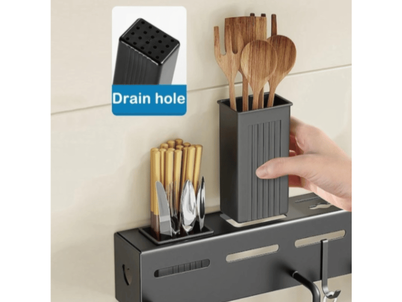  Rangement cuisine,porte-couteaux et porte-baguettes mural, sans perçage, 50 cm  - Conforama C