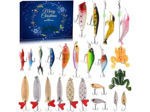 Calendrier de l’avent pêche 2026 pour homme, 24 jours de leurres et équipement, calendrier de noël pour pêcheur adulte