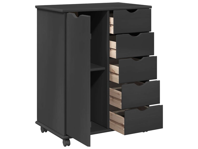  Caisson roulant de bureau, meuble de rangement 63,5 x 39 x 79 cm bois de pin massif gris  - Conforama D
