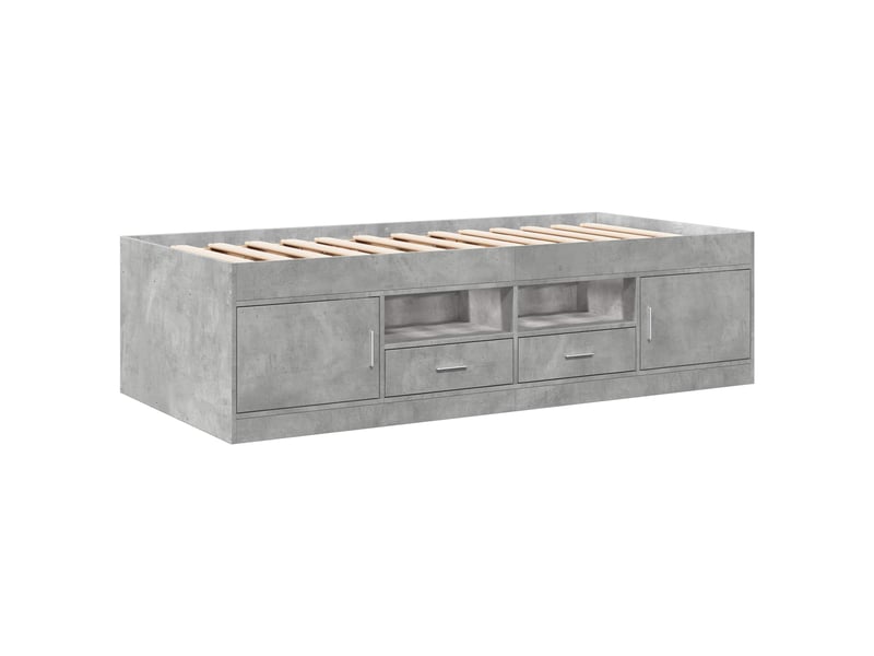  Lit simple- lit adulte -  cadre de lit avec rangement avec tiroir gris béton 80 x 200 cm  - Conforama B