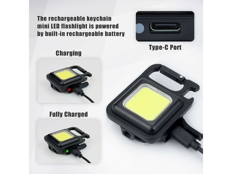  2x mini led travail lampes d'inspection rechargeable 800 lumens magnétique lampe portable petites porte-clés lampes de poche étanches pour la réparati  - Conforama C