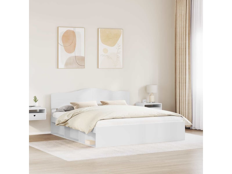  Lit double- lit adulte -  cadre de lit blanc 200 x 200 cm bois de pin massif  - Conforama B