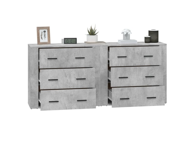  Buffets 2 pcs - bahut - meuble de rangement gris béton bois d'ingénierie  - Conforama E