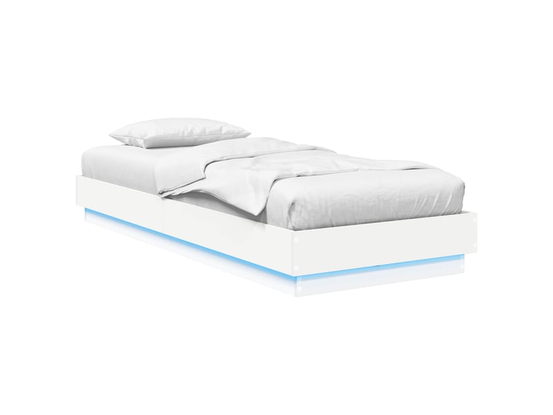  Lit simple- lit adulte -  cadre de lit avec led blanc 80 x 200 cm bois d'ingénierie  - Conforama A