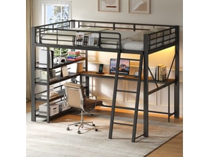 Lit mezzanine 140x200 cm <strong>OKMYHOME</strong>  <strong></strong> coloris noir