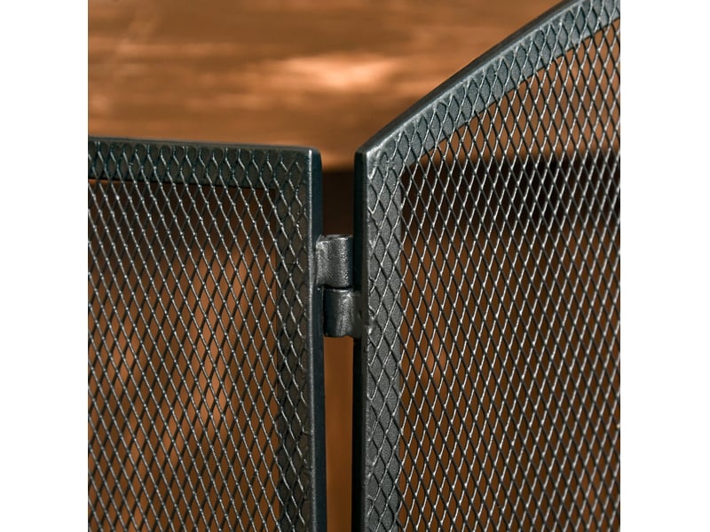 Pare-feu de cheminée à 3 panneaux 128 x 76,5 cm – noir – pliable, maille métallique et 2 poignées - Conforama D