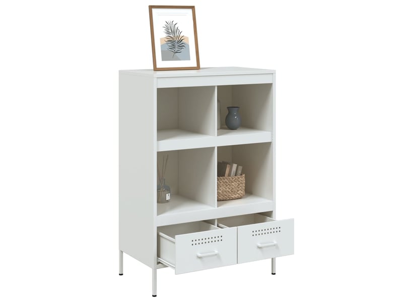  Buffet haut - bahut - meuble de rangement blanc 68x39x101,5 cm acier  - Conforama E