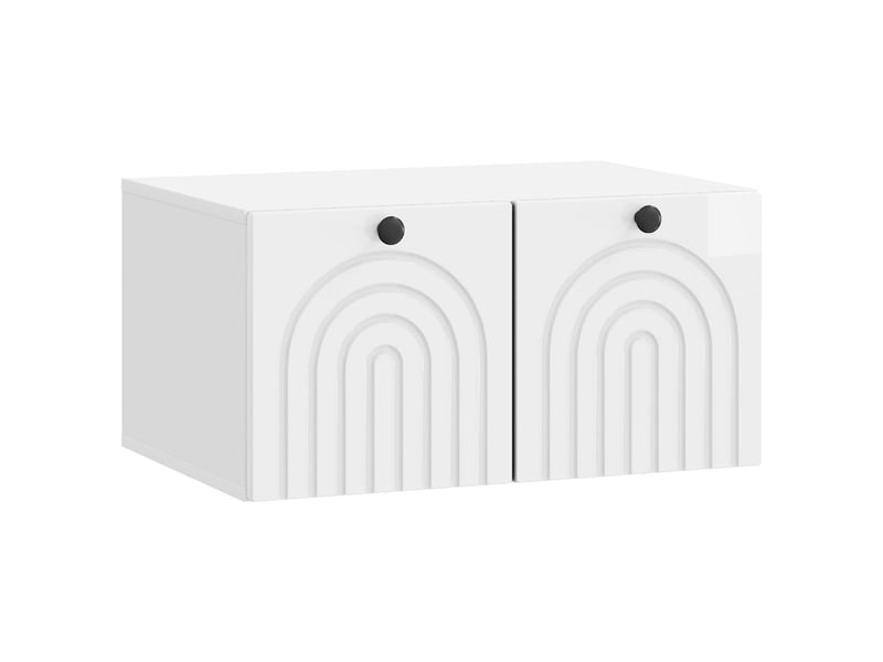  Meuble tv - banc tv - meuble de rangement mural montage mural blanc brillant 59,5 x 41 x 30 cm  - Conforama A