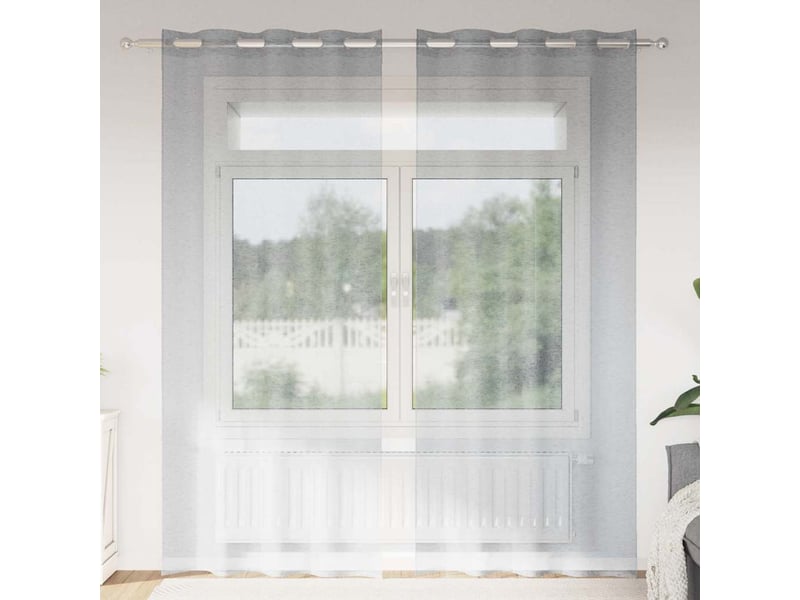  Lot de 2 rideaux en voile, voilage gris foncé 260 x 140 cm polyester cf43932  - Conforama B