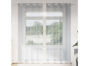 Lot de 2 rideaux en voile, voilage gris foncé 260 x 140 cm polyester cf43932