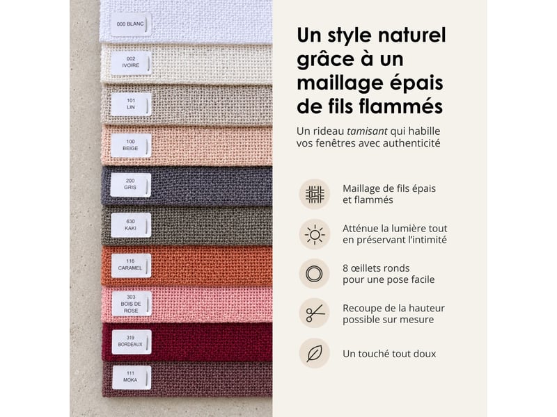  Rideau uni tamisant à œillets 140x260 cm  - Conforama C
