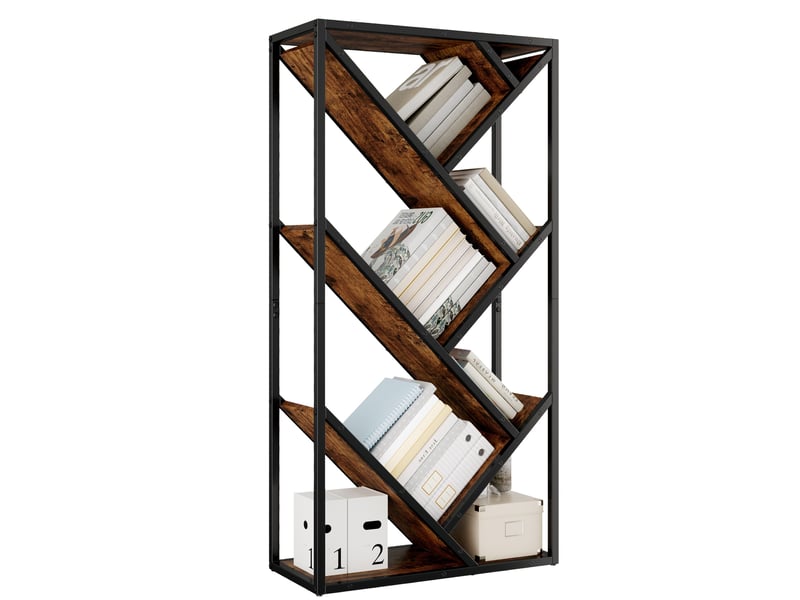  Étagère bibliothèque 80 x 35 x 160 cm – noir et marron vintage – 8 niveaux en forme d'arbre  - Conforama A