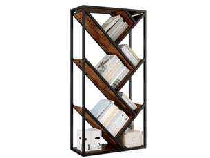 Étagère bibliothèque 80 x 35 x 160 cm – noir et marron vintage – 8 niveaux en forme d'arbre