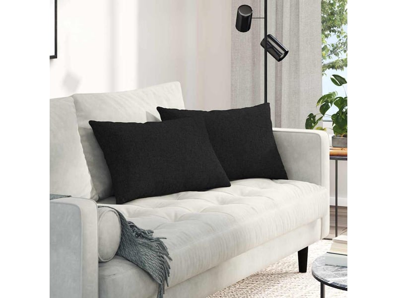 Lot de 2 coussins de canapé, coussins décoratifs tissu noir 60 x 40 cm cf58918 - Conforama B