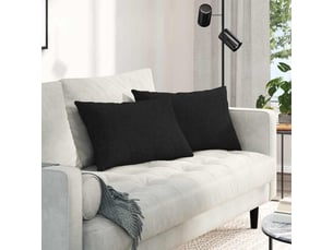 Lot de 2 coussins de canapé, coussins décoratifs tissu noir 60 x 40 cm cf58918