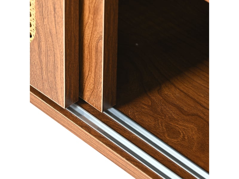  Meuble à chaussures 2 portes avec étagères ajustables, design moderne couleur noyer, panneau de particules, 104x40x48 cm  - Conforama R