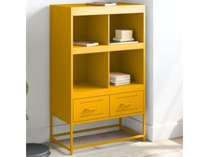 Buffet haut - bahut - meuble de rangement jaune moutarde 68x39x111,5 cm acier
