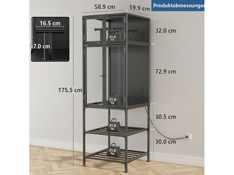  Meuble imprimante 3d 175,5 x 58,9 x 59,9 cm – noir – structure métal avec rangement et caisson fermé  - Conforama C