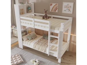 Lit superposé 90x200 cm <strong></strong>  <strong>Qualité haut de gamme</strong> coloris blanc