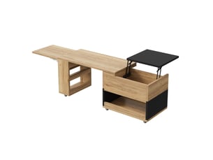 Table basse extensible avec plateau relevable, rangement et élément pivotant à 360° pour salon 161,5 × 46 × 67 cm