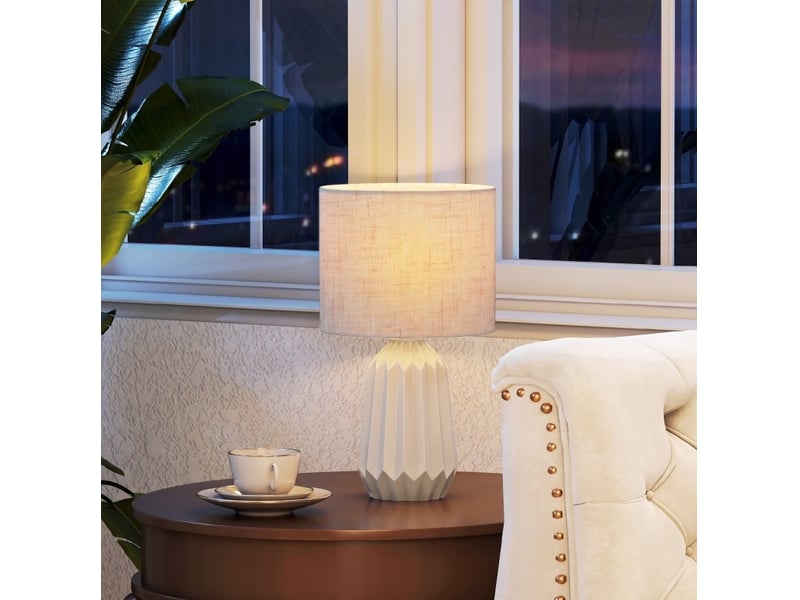 Lampe de table 22 x 22 x 39 cm en céramique avec interrupteur beige chicfurn - Conforama C