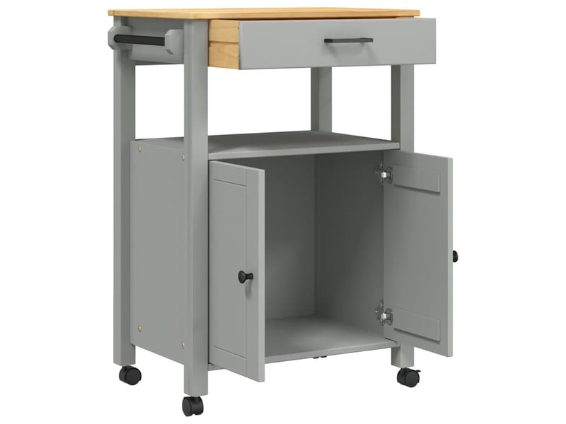  Desserte de cuisine, chariot de rangement monza 60x40x88,5 cm bois massif de pin shl4233  - Conforama D