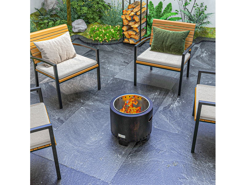  Brasero de table ø45x42 cm sans fumée en métal noir  - Conforama C