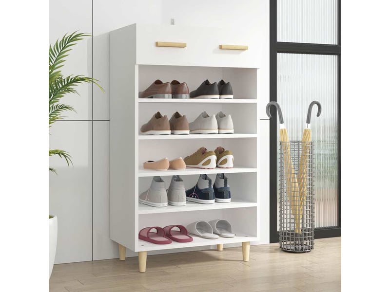  Meuble à chaussure | armoire à chaussures blanc 60x35x105 cm bois d'ingénierie shl8133  - Conforama B
