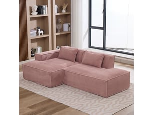 Canapé d'angle réversible convertible <strong>SAPGAKS</strong> <strong></strong> 3 places Coton / Polyester rose