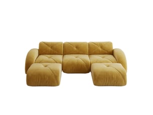 Canapé modulable en u 3 places 281x171x76 cm, sans cadre, sans montage, 2 poufs, revêtement en chenille, jaune