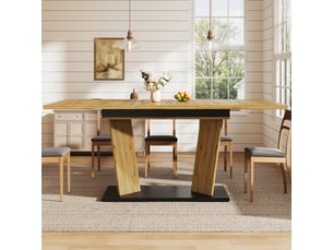 Table à manger extensible moderne, effet bois massif, chêne, pieds réglables