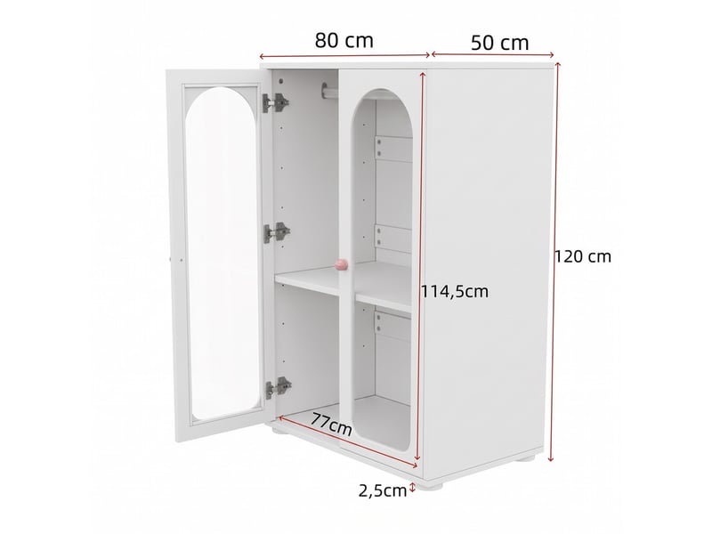  Armoire — blanc — 80 × 50 × 120 cm — 2 portes  - Conforama C