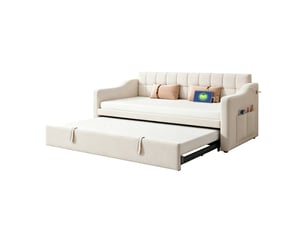 Lit cabane 90x190 cm <strong>SAPGAKS</strong>  <strong></strong> coloris beige