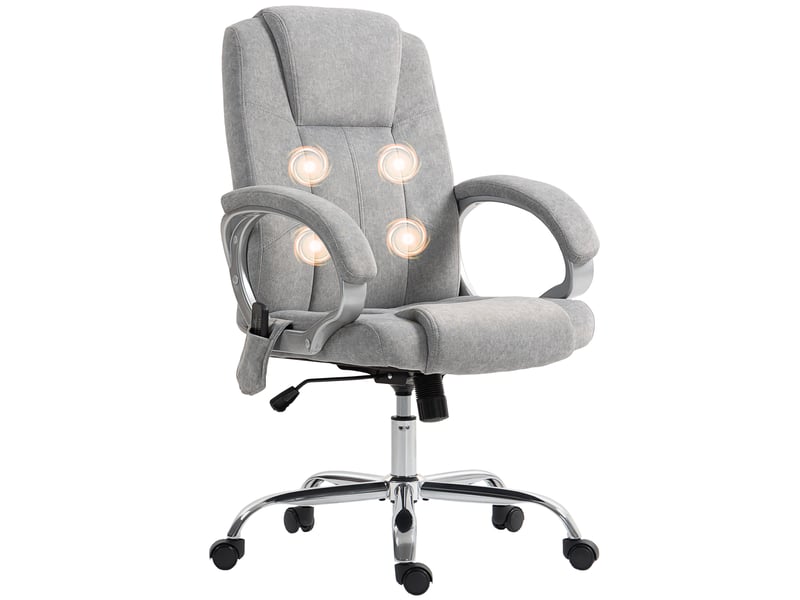  Fauteuil de bureau massant 4 points avec fonction chauffante et accoudoirs, gris  - Conforama B