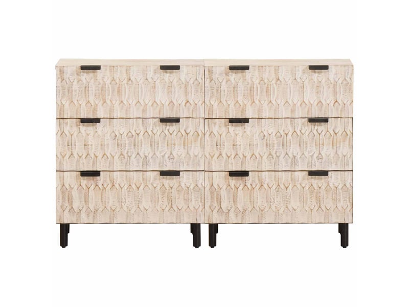 Lot de 2 buffet, meuble de rangement salon 60 x 33 x 75 cm bois de mangue massif - Conforama E