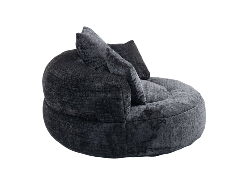  Fauteuil poire lounge chenille noir avec coussins confort intérieur extérieur  - Conforama D