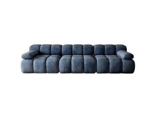 Canapé droit 3 places compressé 300x100x68 cm sans montage, mousse douce et tissu couleur bleu, moderne