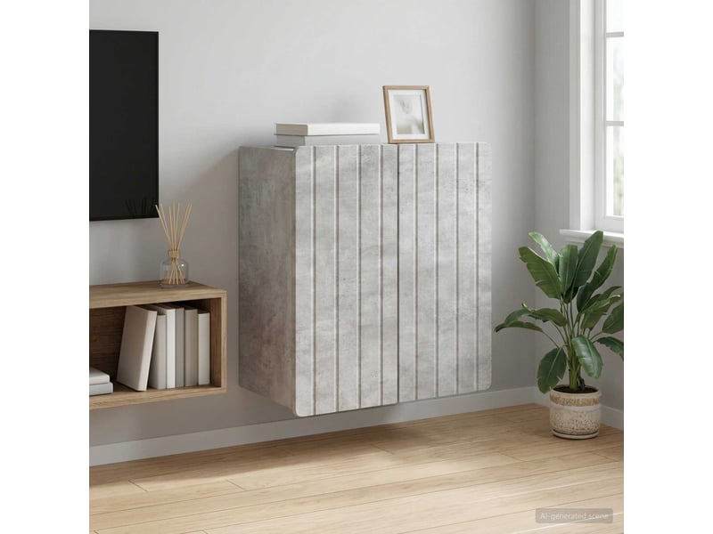  Armoire murale salon, meuble de rangement gris béton 59 x 31 x 64 cm bois d'ingénierie  - Conforama B